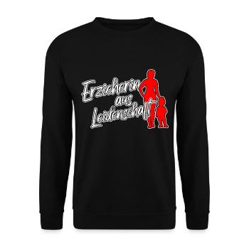 Erzieherin Kindergarten Kita Beruf Spruch - Unisex Pullover - Schwarz - Vorne - Alina (178cm) & Michal (187cm)