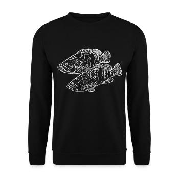 Zackenbarsch weiß - Unisex Pullover - Schwarz - Vorne - Alina (178cm) & Michal (187cm)