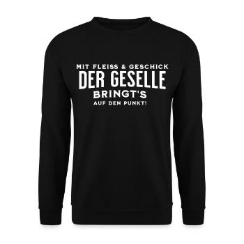 Gesellen Geselle Gesellenbrief Prüfung Handwerker - Unisex Pullover - Schwarz - Vorne - Alina (178cm) & Michal (187cm)
