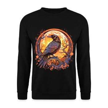 Rabe, Vollmond, keltisch, nordisch, Pagan, Vogel, - Unisex Pullover - Schwarz - Vorne - Alina (178cm) & Michal (187cm)