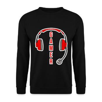 Gamer Gaming Headset Gaming Gamer Headphones games - Unisex Sweatshirt - black - Front - Alina (178cm) & Michal (187cm)