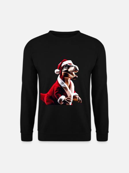 T-Rex als Weihnachtsmann - Unisex Pullover - Schwarz