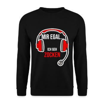 Gaming Zocken Gamer Zocker Spruch Headset - Unisex Pullover - Schwarz - Vorne - Alina (178cm) & Michal (187cm)