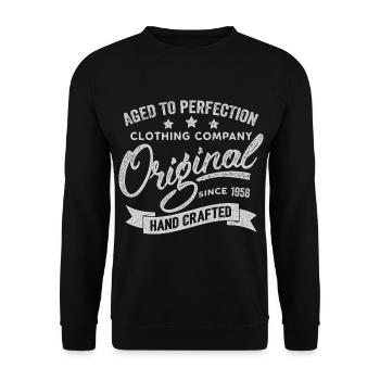 Original 1958 Jahrgang Retro 1958 Geburtstag 1958 - Unisex Pullover - Schwarz - Vorne - Alina (178cm) & Michal (187cm)