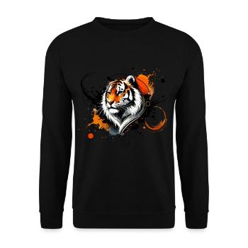 Colorful Watercolor Tiger - Unisex Sweatshirt - black - Front - Alina (178cm) & Michal (187cm)
