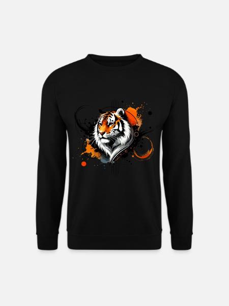 Buntes Aquarell Tiger - Unisex Pullover - Schwarz