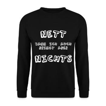 Lustiger Spruch zum lachen - Unisex Pullover - Schwarz - Vorne - Alina (178cm) & Michal (187cm)