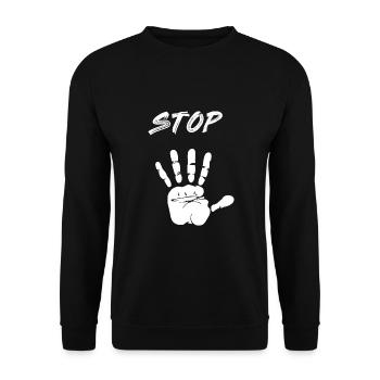 Stop Hand Design - Sweat-shirt Unisexe - noir - Devant - Alina (178cm) & Michal (187cm)