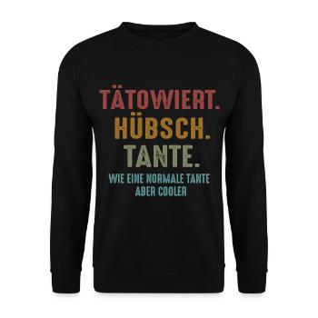 Tätowiert Hübsch Tante - Unisex Pullover - Schwarz - Vorne - Alina (178cm) & Michal (187cm)