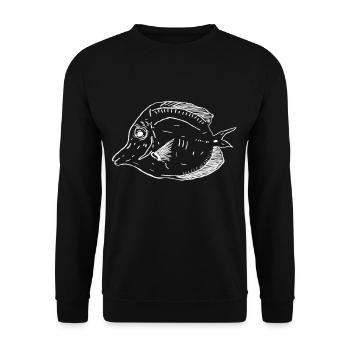 gelber Segelflossendoktorfisch weiß - Unisex Pullover - Schwarz - Vorne - Alina (178cm) & Michal (187cm)