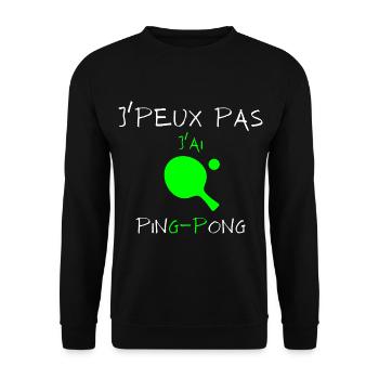 j'peux pas j'ai ping pong - Sweat-shirt Unisexe - noir - Devant - Alina (178cm) & Michal (187cm)