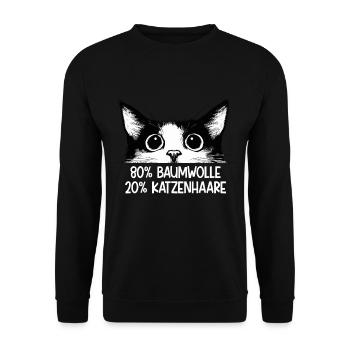 Katze 80% Baumwolle 20% Katzenhaare Lustig Spruch - Unisex Pullover - Schwarz - Vorne - Alina (178cm) & Michal (187cm)