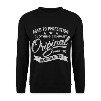 Original 1977 Jahrgang Retro 1977 Geburtstag 1977 - Unisex Pullover - Schwarz - Vorne - Alina (178cm) & Michal (187cm)
