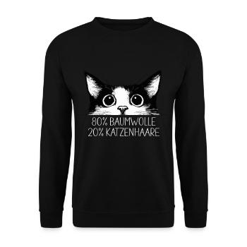 Katze 80% Baumwolle 20% Katzenhaare Lustig Spruch - Unisex Pullover - Schwarz - Vorne - Alina (178cm) & Michal (187cm)