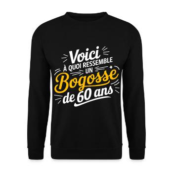 60 BOG - Unisex Sweatshirt - black - Front - Alina (178cm) & Michal (187cm)