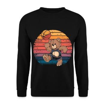 Teddy Bear Playing Basketball Vintage - Unisex Sweatshirt - black - Front - Alina (178cm) & Michal (187cm)