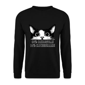 Katze 80% Baumwolle 20% Katzenhaare Lustig Spruch - Unisex Pullover - Schwarz - Vorne - Alina (178cm) & Michal (187cm)