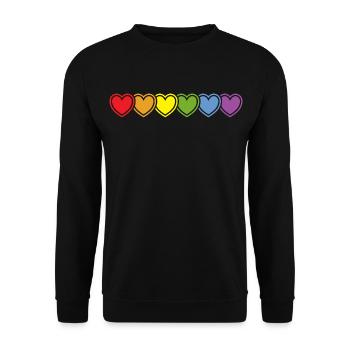 Regebogen Herzen für Gay Pride Freiheit der Liebe - Unisex Pullover - Schwarz - Vorne - Alina (178cm) & Michal (187cm)