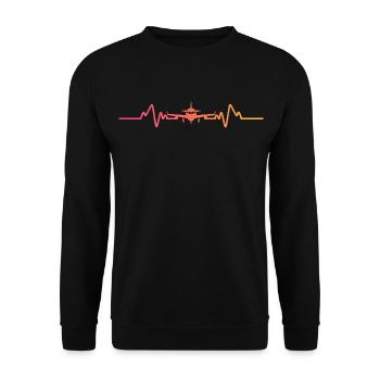 Sunset Airplane Herzschlag-Pilotenreise - Unisex Pullover - Schwarz - Vorne - Alina (178cm) & Michal (187cm)