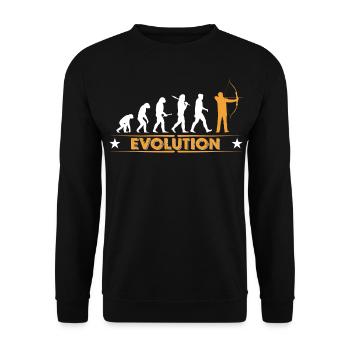 Bogenschiessen Evolution - orange/weiss - Unisex Pullover - Schwarz - Vorne - Alina (178cm) & Michal (187cm)