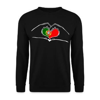 Je t’aime Portugal - coeur mains - Sweat-shirt Unisexe - noir - Devant - Alina (178cm) & Michal (187cm)
