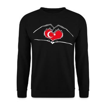 J’ai le cœur amour Turquie - mains - Sweat-shirt Unisexe - noir - Devant - Alina (178cm) & Michal (187cm)