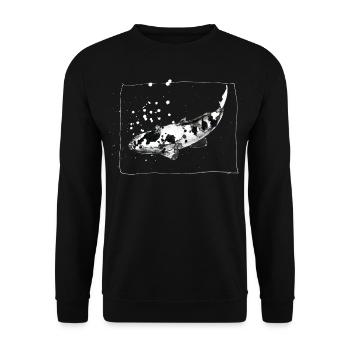KOI Carp - dessin à l’encre dessiné à la main - blanc - Sweat-shirt Unisexe - noir - Devant - Alina (178cm) & Michal (187cm)