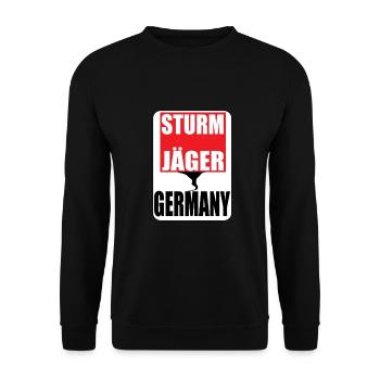 Sturmjäger Germany, Storm Chaser , Orkan shirt - Unisex Pullover - Schwarz - Vorne - Alina (178cm) & Michal (187cm)