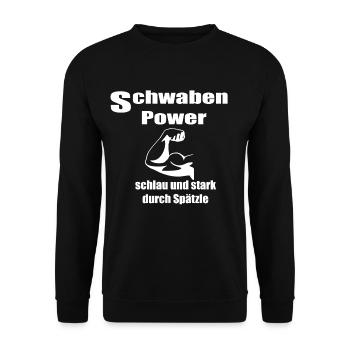 Schwaben Power -schlau und stark Spätzle humor fun - Unisex Pullover - Schwarz - Vorne - Alina (178cm) & Michal (187cm)