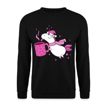 Mulled Wine Horn Unicorn Mulled Wine Christmas Funny - Unisex Sweatshirt - black - Front - Alina (178cm) & Michal (187cm)