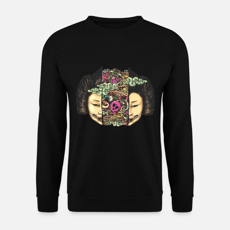 Split Head Gueisha Doodle - Unisex Sweatshirt - black