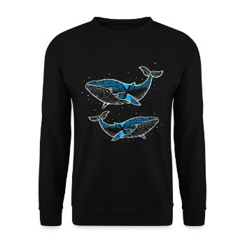 Deux baleines - Sweat-shirt Unisexe - noir - Devant - Alina (178cm) & Michal (187cm)