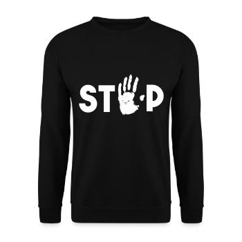 HIER IST SCHLUSS - STOP - Unisex Pullover - Schwarz - Vorne - Alina (178cm) & Michal (187cm)