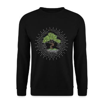 Japanischer Bonsai Baum - Unisex Pullover - Schwarz - Vorne - Alina (178cm) & Michal (187cm)