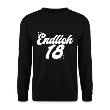 Endlich 18 Jahre! - Unisex Pullover - Schwarz - Vorne - Alina (178cm) & Michal (187cm)