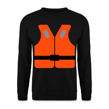 ★ Designfarben änderbar ★ Rettungsweste - Unisex Pullover - Schwarz - Vorne - Alina (178cm) & Michal (187cm)
