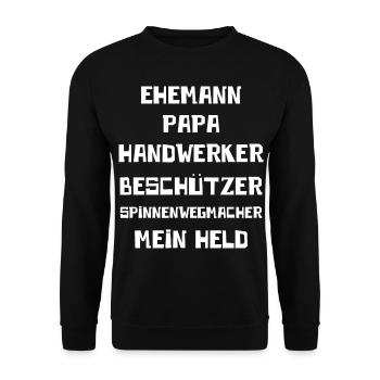 Ehemann Papa Handwerker Spinnenwegmacher Mein Held - Unisex Pullover - Schwarz - Vorne - Alina (178cm) & Michal (187cm)