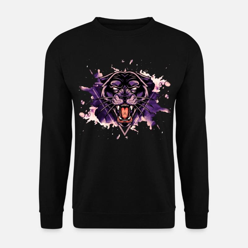 Panther Panter Lila Schwarz Splash Raubtier Tier - Unisex Pullover - Schwarz
