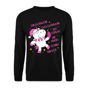 Glühweinhorn Weihnachtsmarkt Coole Lustige Sprüche - Unisex Pullover - Schwarz - Vorne - Alina (178cm) & Michal (187cm)