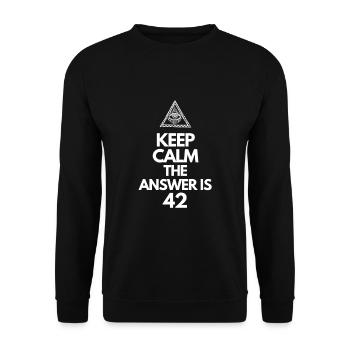 Keep Calm The Answer Is 42, La réponse est 42. - Sweat-shirt Unisexe - noir - Devant - Alina (178cm) & Michal (187cm)