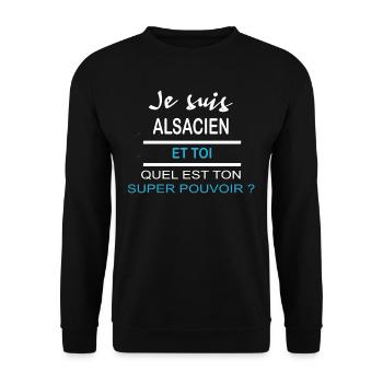 super pouvoir ALSACIEN - Sweat-shirt Unisexe - noir - Devant - Alina (178cm) & Michal (187cm)