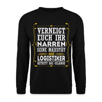 Verneigt euch Ihr Narren Logistiker Lagerist - Unisex Pullover - Schwarz - Vorne - Alina (178cm) & Michal (187cm)