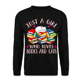 Just a girl who loves books and cats - Unisex Pullover - Schwarz - Vorne - Alina (178cm) & Michal (187cm)
