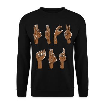 Fck AFD Gebärdensprache - Unisex Pullover - Schwarz - Vorne - Alina (178cm) & Michal (187cm)