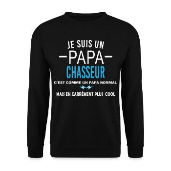 je suis un Papa CHASSEUR - Sweat-shirt Unisexe - noir - Devant - Alina (178cm) & Michal (187cm)