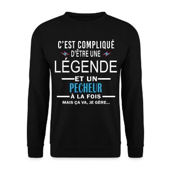 Légende Et PECHEUR - Sweat-shirt Unisexe - noir - Devant - Alina (178cm) & Michal (187cm)