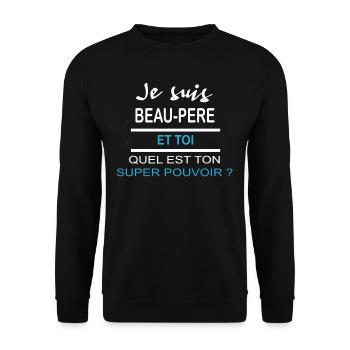 super pouvoir et BEAU PERE - Sweat-shirt Unisexe - noir - Devant - Alina (178cm) & Michal (187cm)
