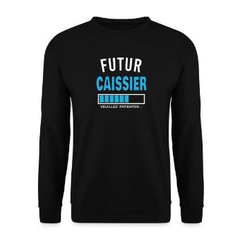 futur CAISSIER - Sweat-shirt Unisexe - noir - Devant - Alina (178cm) & Michal (187cm)