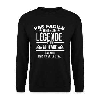pas facile légende motard cadeau papa fan de moto - Sweat-shirt Unisexe - noir - Devant - Alina (178cm) & Michal (187cm)
