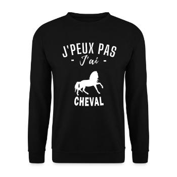 je peux pas j ai cheval humour cheval - Sweat-shirt Unisexe - noir - Devant - Alina (178cm) & Michal (187cm)